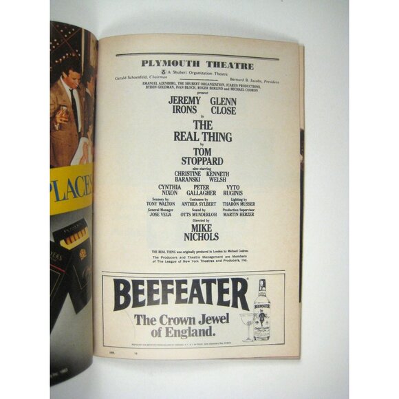 The Real Thing Playbill Plymouth Theatre Glenn Close Jeremy Irons 1984 Stop Sorr - Picture 3 of 7